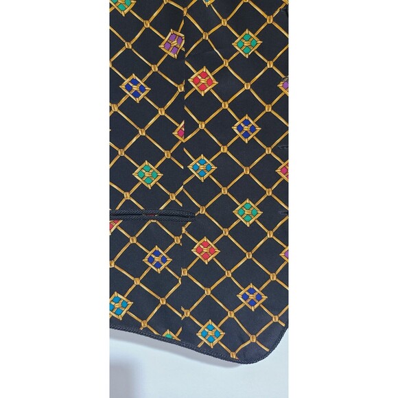 Vintage Talbots Womens Silk Plaid Medallion Suit Vest Navy Blue Green Red Size 4 - Picture 6 of 7